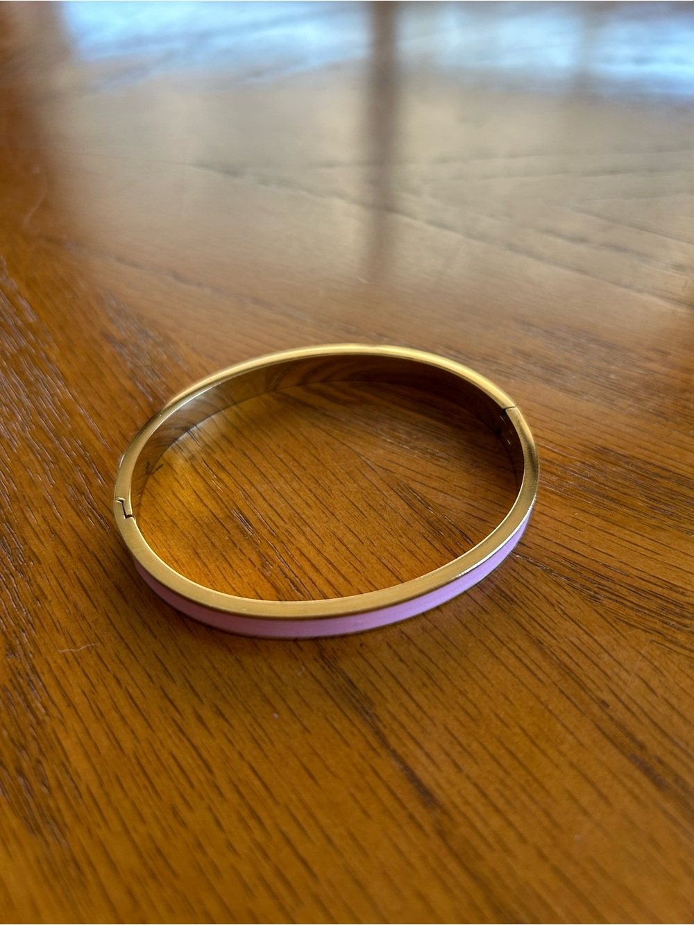 Gold and Pink Women’s Enamel Bangle Bracelet